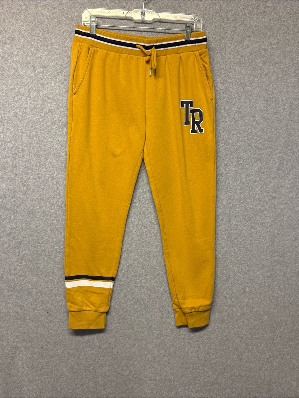 True Religion Women's Yellow Jogger Pants Medium Drawstring Pockets Logo